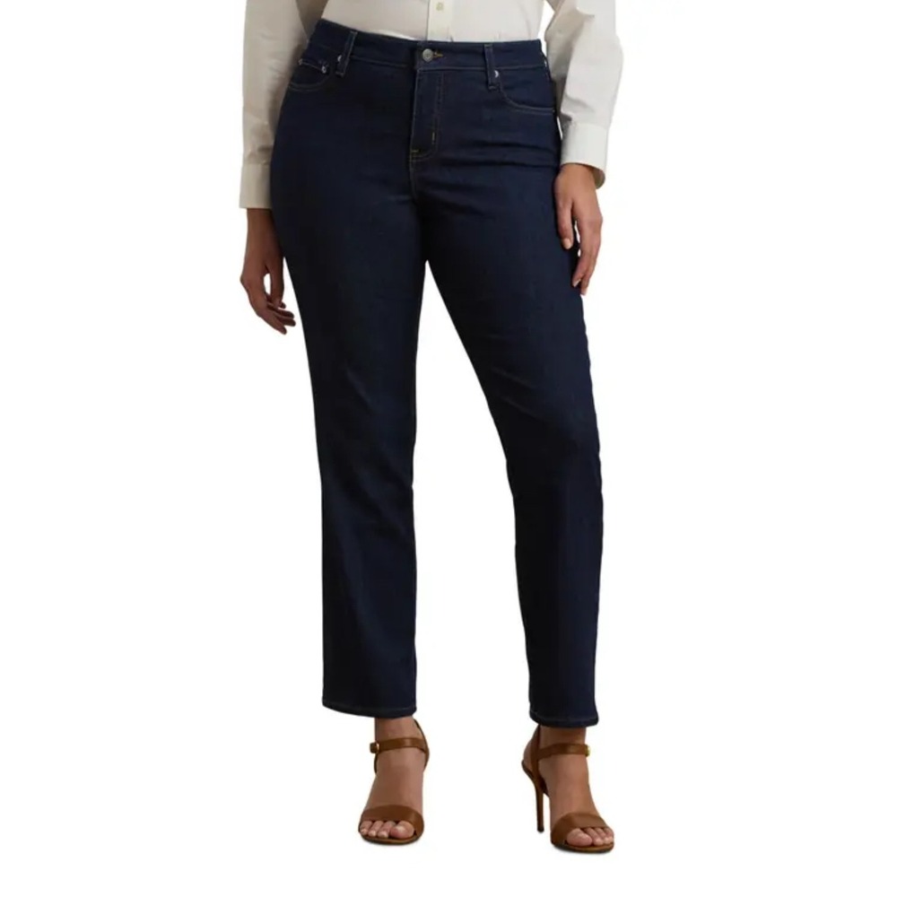 Lauren Ralph Lauren Petite Straight Leg Jeans Dark Wash Indigo Blue‎ 6P Stretch